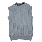 Lacoste Vintage Grey Knitted V-Neck Sweater Vest (S)
