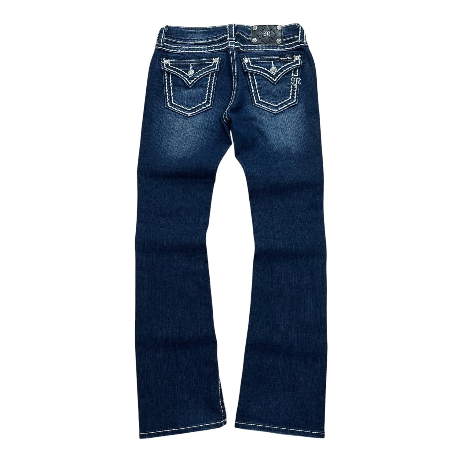 MissMe Y2K Distressed Boot-Cut Jeans (29”)