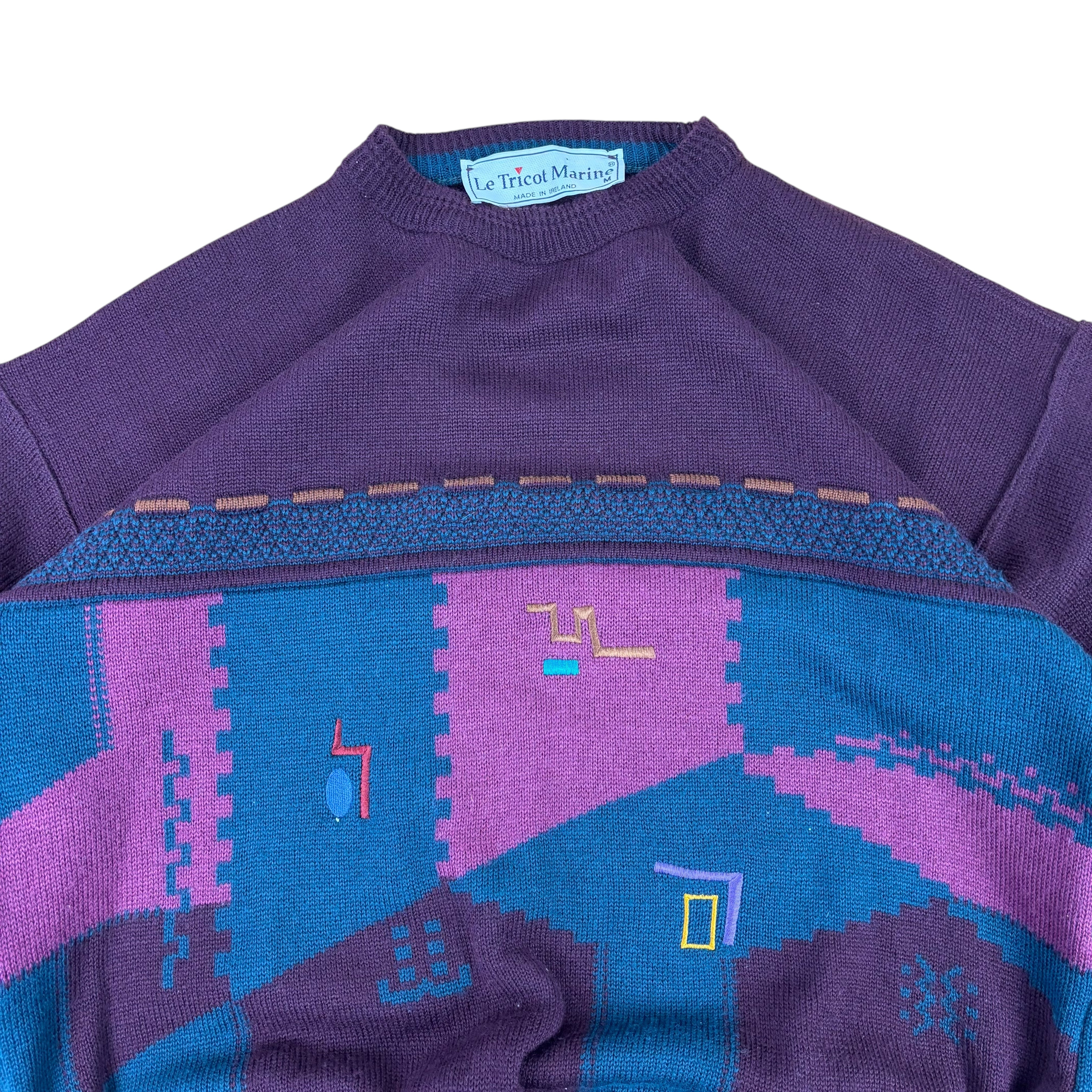 Le Tricot Marine Vintage Made in Ireland Knitted Fisherman Sweater (M)