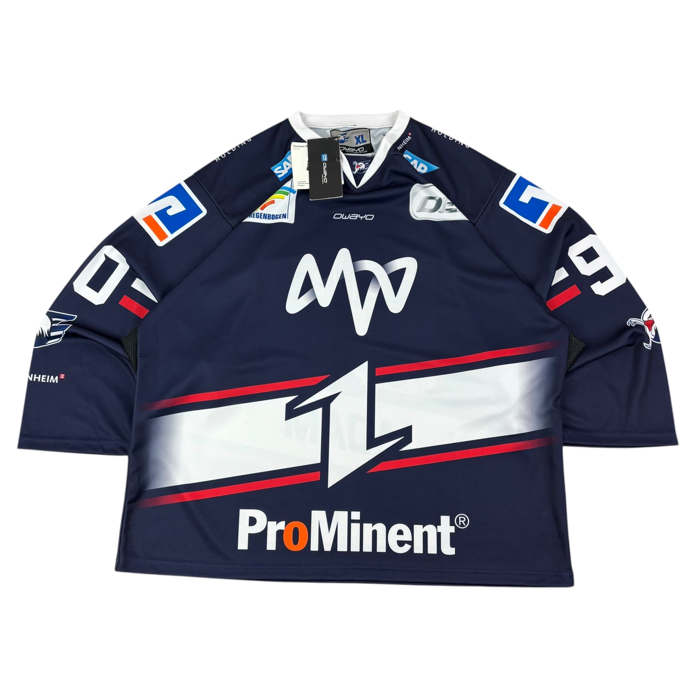 Owayo Adler Mannheim German Ice Hockey 2018/19 No.90 Adam Alternate Charity Jersey (XL)