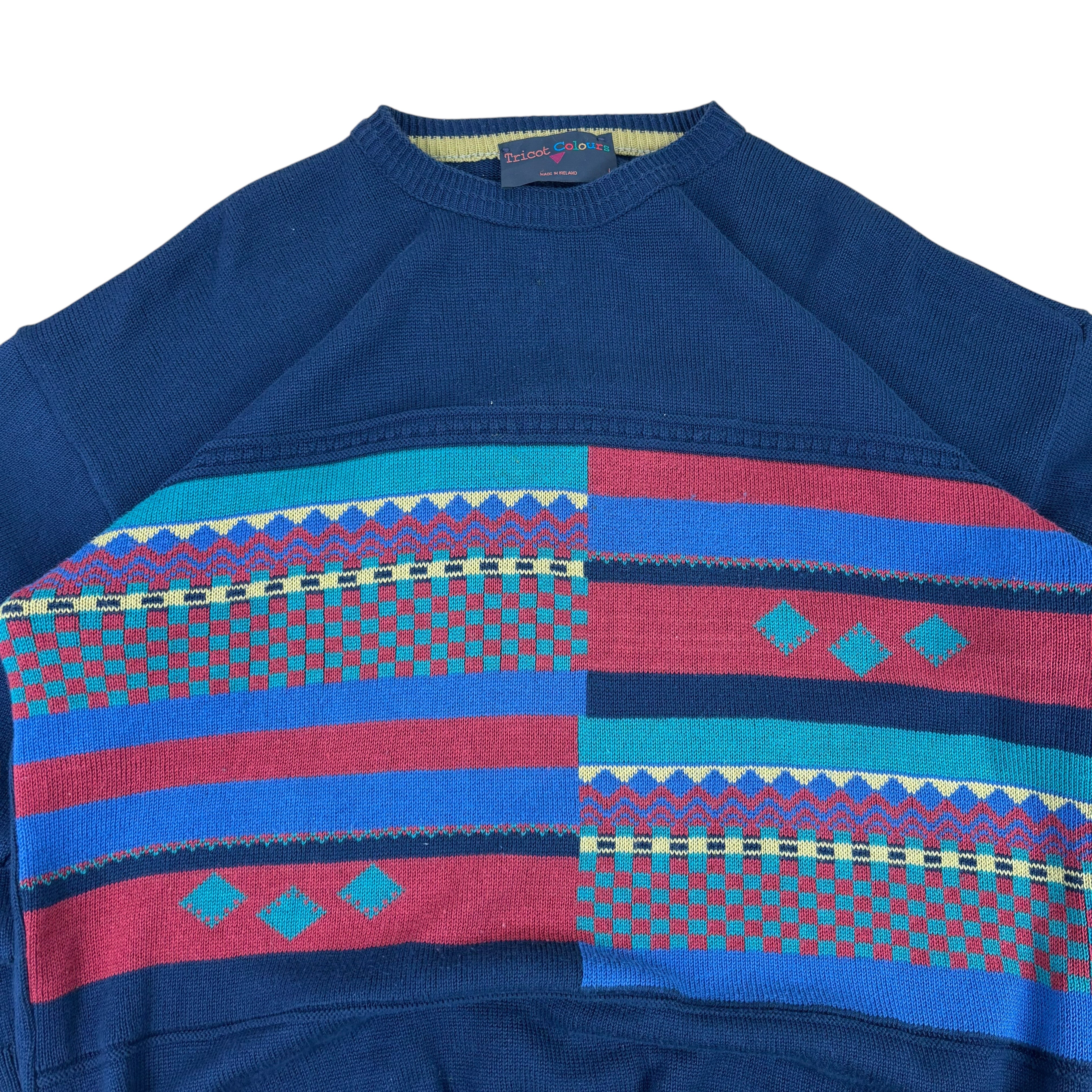 Tricot Colours Vintage Made in Ireland Knitted Fisherman Sweater (L)