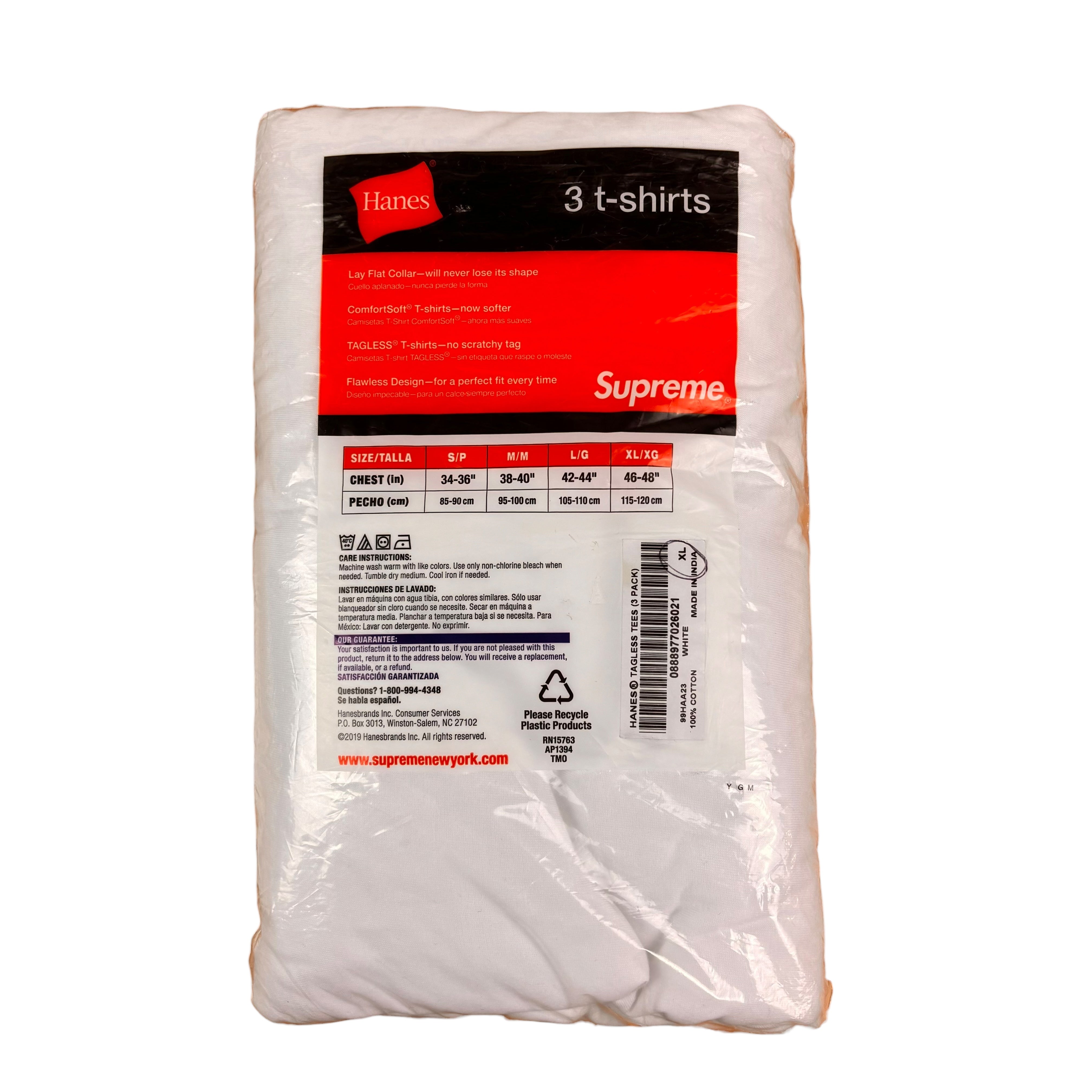 Supreme Hanes ComfortSoft Tagless T-Shirts X3 (XL)