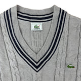 Lacoste Vintage Grey Knitted V-Neck Sweater Vest (S)