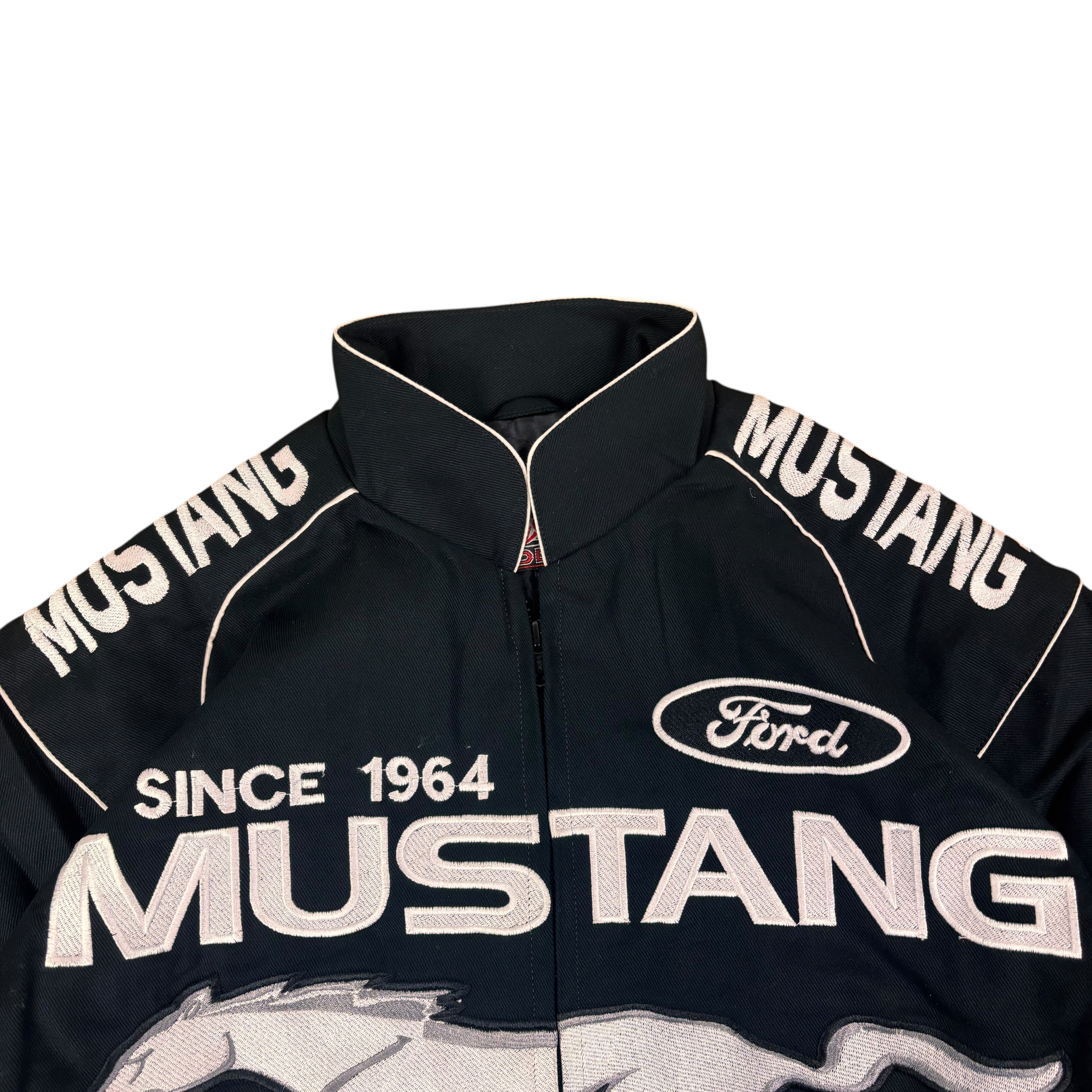 JHDesign Black Ford Mustang NASCAR Racing Jacket (L)
