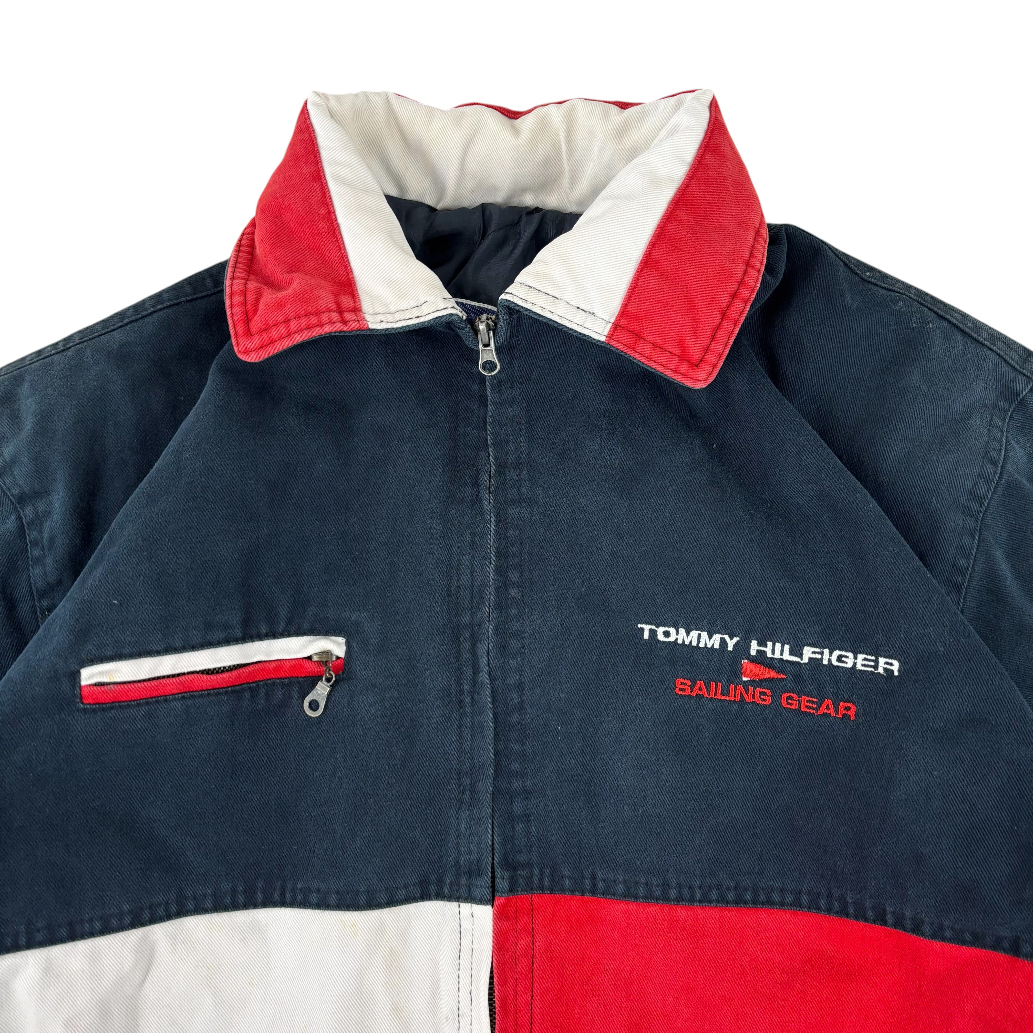 Tommy Hilfiger Sailing Gear 90s Denim Flag Quilted Jacket (XL)