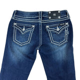 MissMe Y2K Distressed Boot-Cut Jeans (29”)