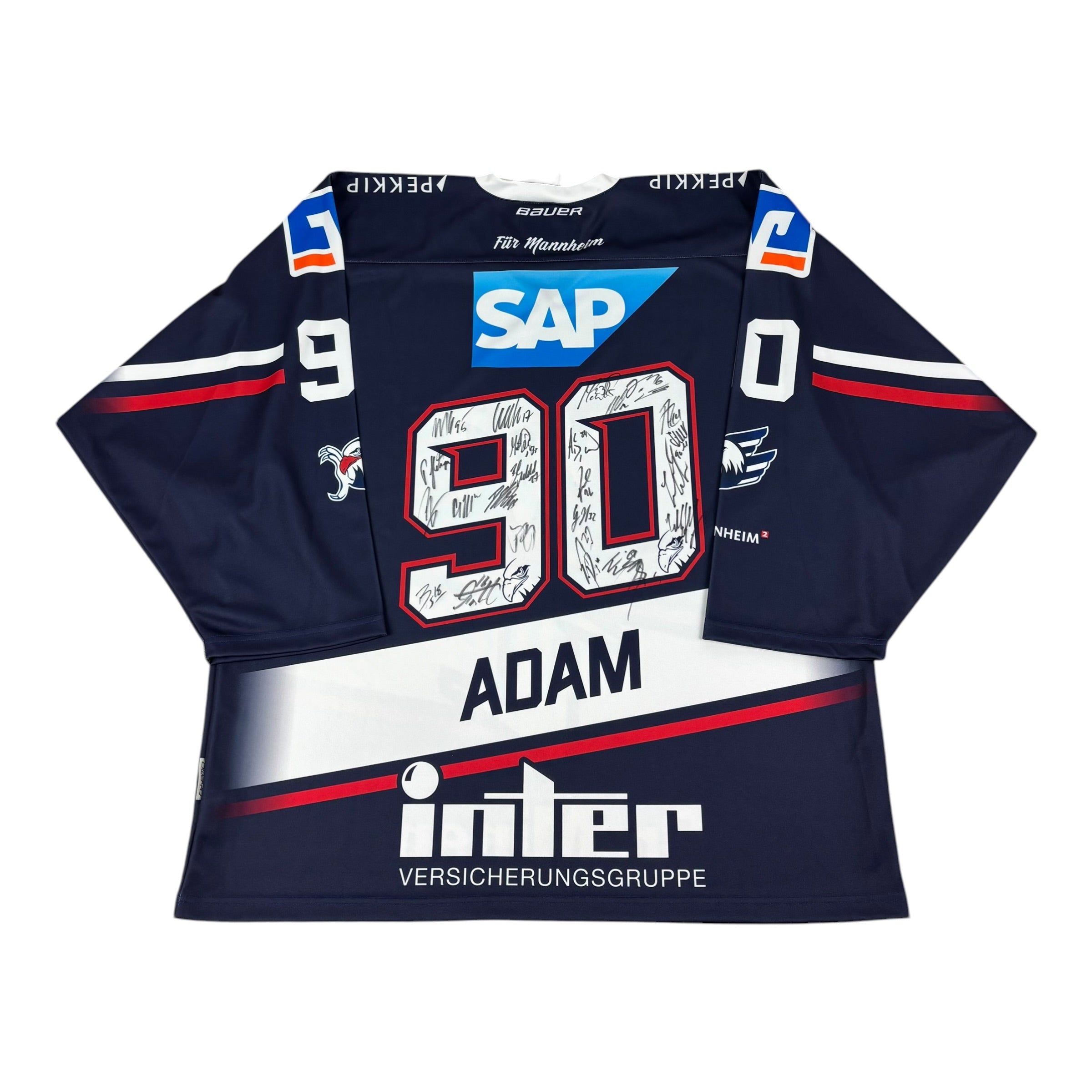 Owayo Adler Mannheim German Ice Hockey 2018/19 No.90 Adam Alternate Charity Jersey (XL)