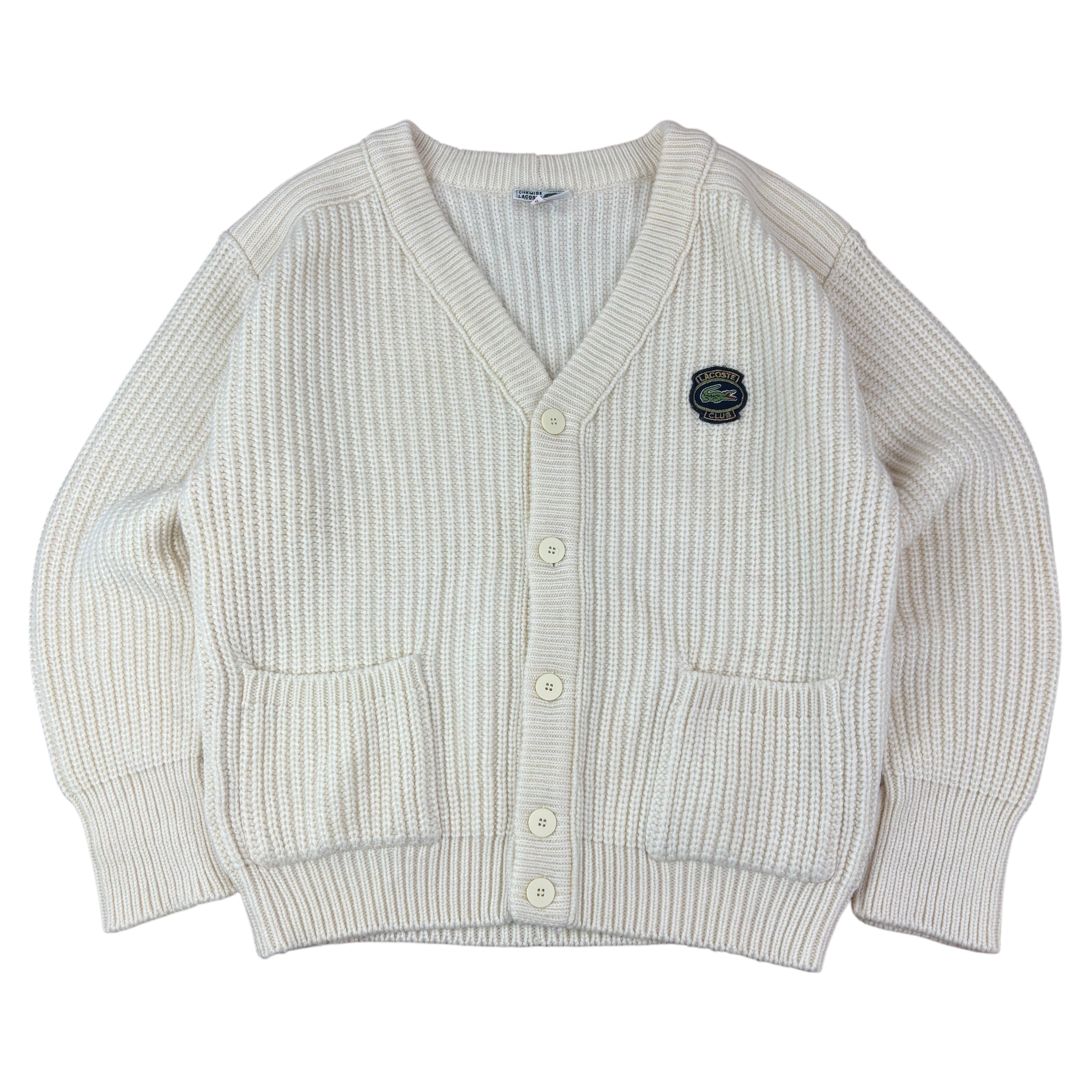 Lacoste Club Chemise Vintage Cream Knitted Tennis Cardigan (XL)
