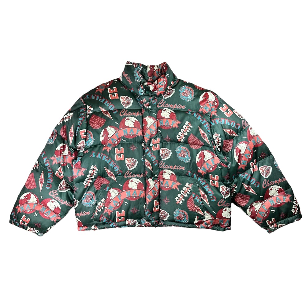 Naf Naf 90s All Over Print Cropped Puffer Jacket (Women’s M)