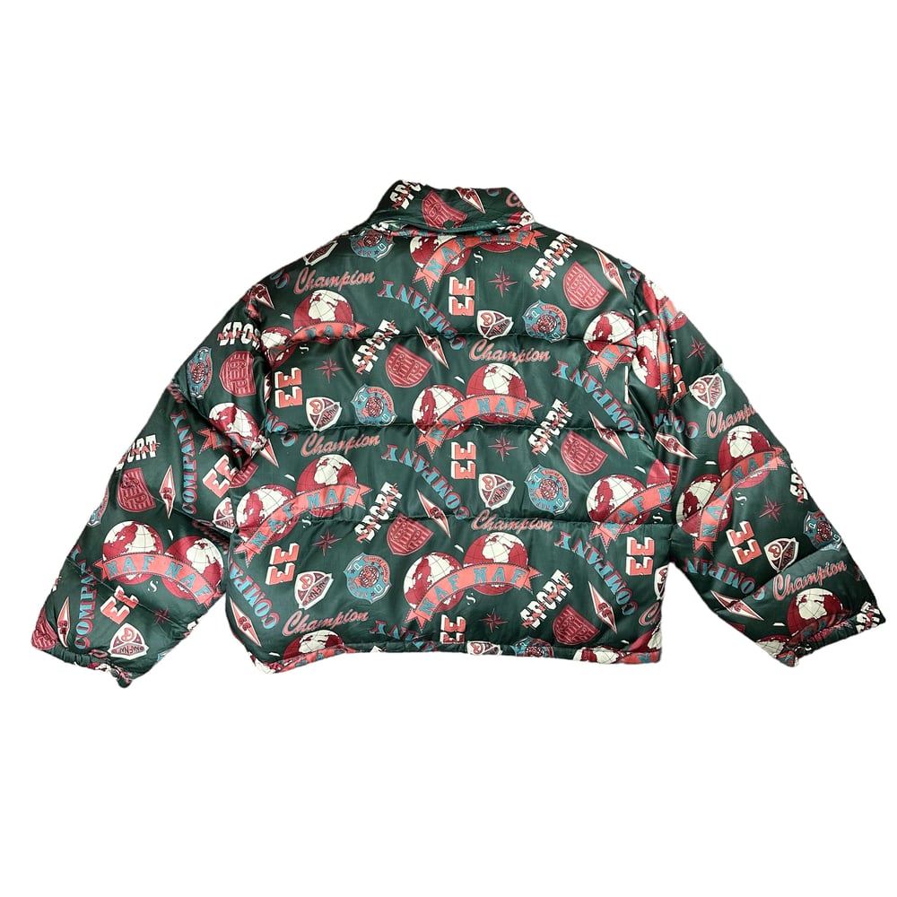 Naf Naf 90s All Over Print Cropped Puffer Jacket (Women’s M)