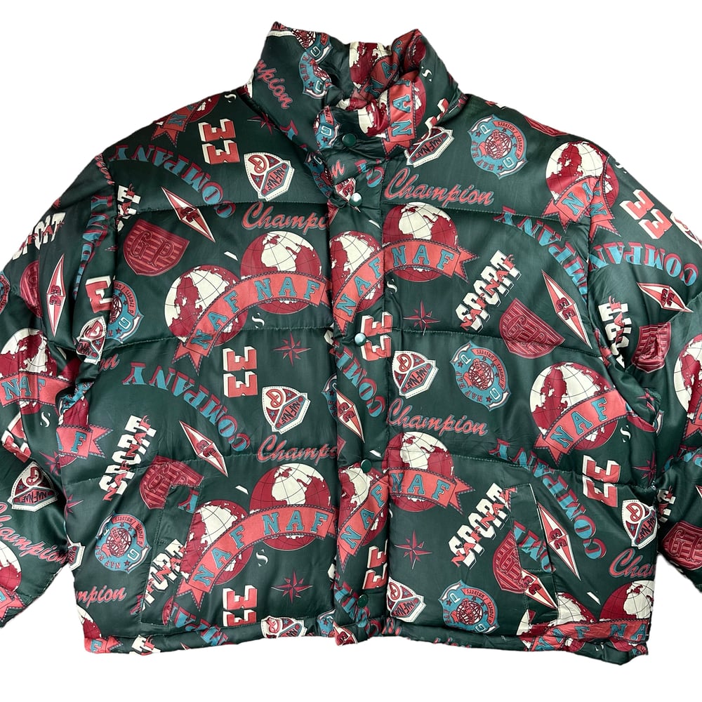 Naf Naf 90s All Over Print Cropped Puffer Jacket (Women’s M)