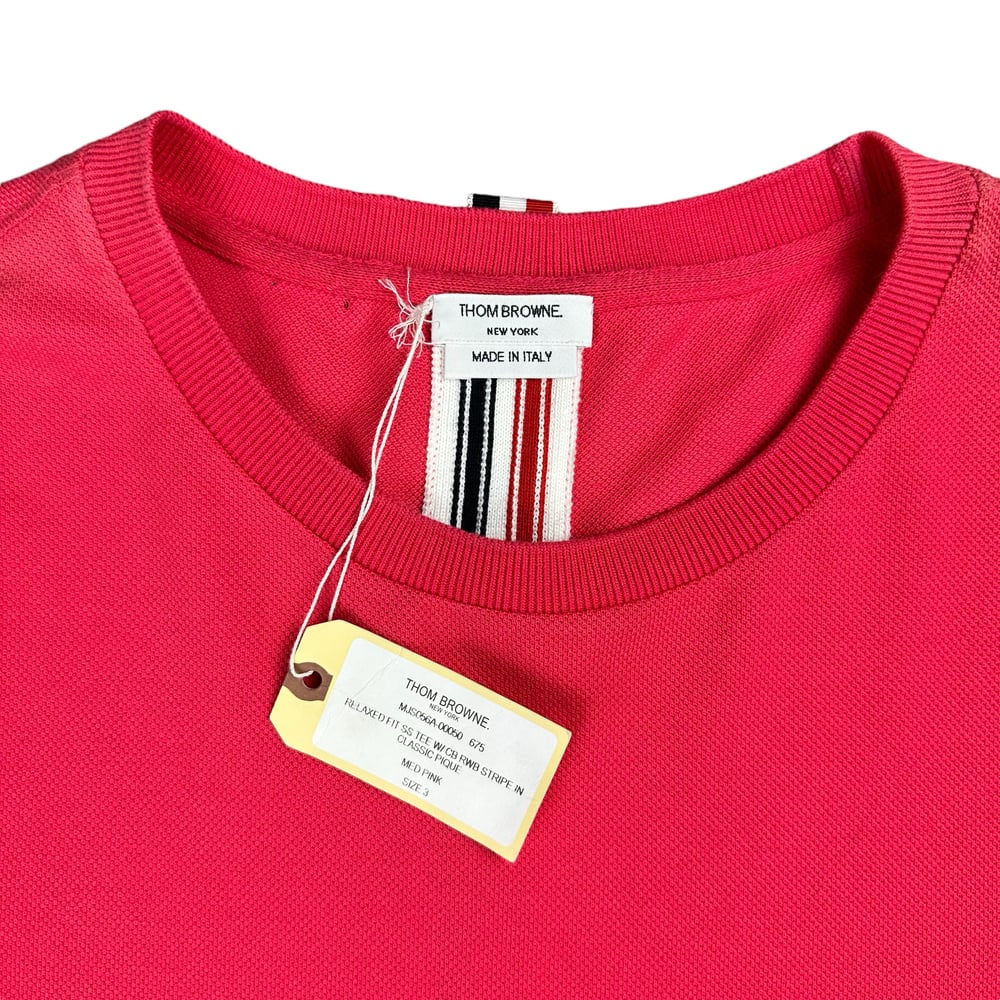 Thom Browne Classic Pique RWB Pink Tee (L)